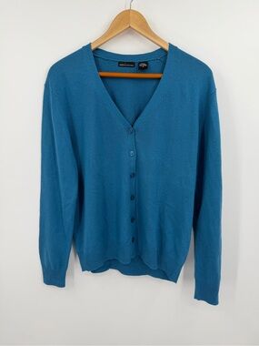 Moda International Teal Silk Cashmere Cardigan M